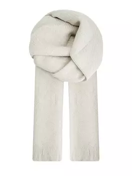 Шарф из шерстяной пряжи узорной вязки с бахромой