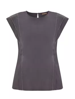 Шелковая блуза с декором из мерцающих цепочек