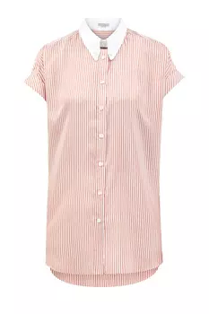 Шелковая блуза в полоску с контрастным воротником