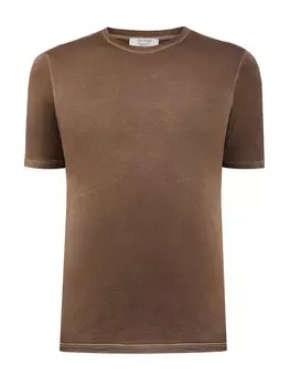 Шелковая футболка из джерси с контрастной отделкой швов