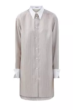 Шелковая рубашка-oversize с запонками из гематита