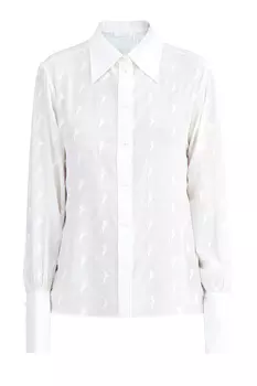 Шелковая рубашка в ретро-стиле с вышивкой по всему полотну