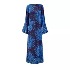 Шелковое платье-макси из крепдешина с паттерном Bluegrace Composition