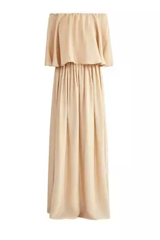 Шелковое платье в пол в стиле бохо с драпировками