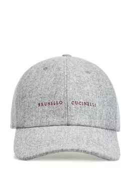 Шерстяная бейсболка с вышивкой и фиксатором из кожи