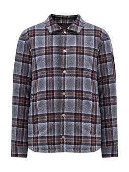 Шерстяная куртка-рубашка в клетку с пуховым утеплителем