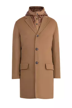 Шерстяное пальто 2 в 1 с пуховой стеганой курткой