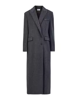 Шерстяное пальто с акцентированными плечами и отделкой стразами