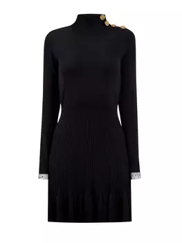 Шерстяное платье с манжетами из тюля «пуэн-деспри»