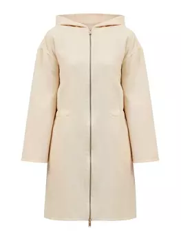 Шерстяное полупальто с регулируемым поясом и капюшоном