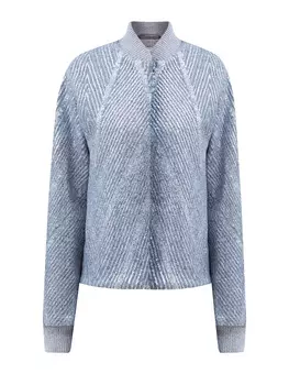 Шерстяной бомбер с вышивкой из пайеток и трикотажными кромками