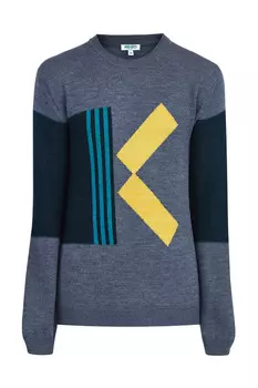 Шерстяной джемпер colorblock с интарсией