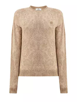 Шерстяной джемпер с вышитым логотипом и узором пейсли