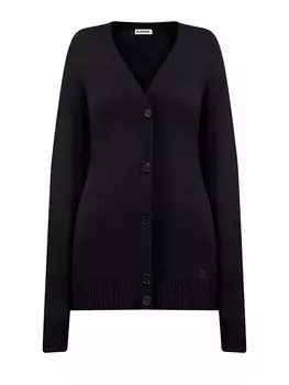 Шерстяной кардиган с V-образным вырезом и вышитым логотипом