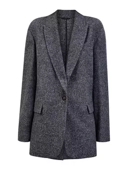 Шерстяной жакет с шевронным узором и цепочкой Мониль