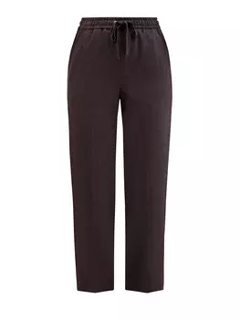 Шерстяные брюки с замшевой окантовкой и поясом на кулиске