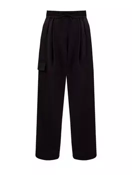 Шерстяные брюки свободного кроя с карманом-карго и защипами