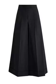 Широкие брюки с отворотами из поплина с воздушной текстурой