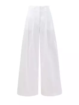 Широкие брюки в стиле leisure из хлопка на высокой посадке