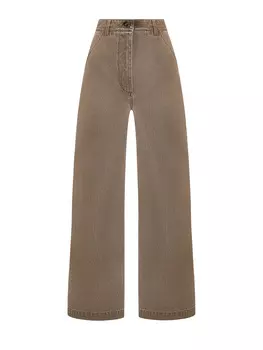 Широкие джинсы из окрашенного вручную хлопкового денима