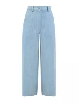 Широкие джинсы из выбеленного денима с контрастной прострочкой