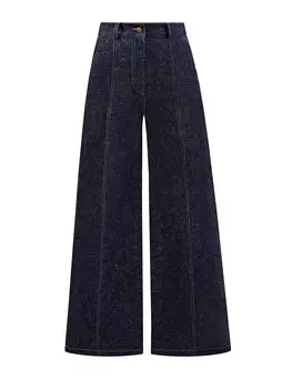 Широкие джинсы-клеш с контрастной прострочкой