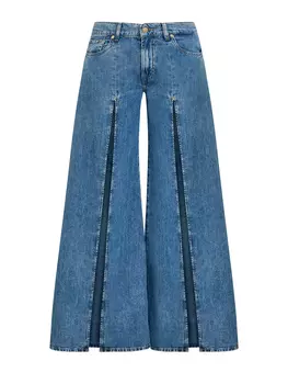 Широкие джинсы Willow Palazzo из хлопка и льна с разрезами