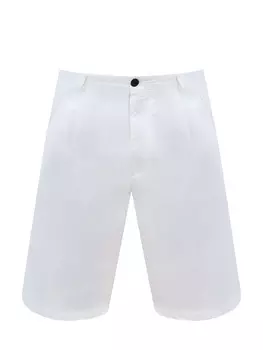 Шорты-бермуды из легкого хлопкового габардина с защипами