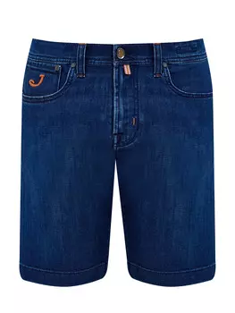 Шорты из денима stretch с замшевой нашивкой и платком-паше