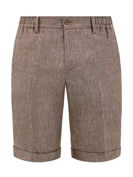 Шорты из дышащего льна с эластичным поясом и отворотами