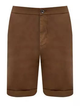 Шорты из хлопка stretch с отворотами и литой символикой