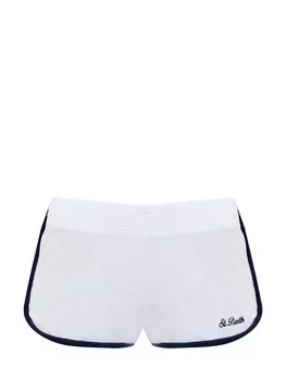 Шорты из махрового хлопка с контрастной окантовкой и вышивкой