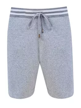 Шорты из меланжевого хлопка с эластичным поясом в полоску