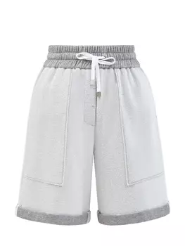 Шорты из металлизированного хлопка пике с тонкими цепочками