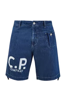 Шорты из окрашенного вручную денима с макро-принтом