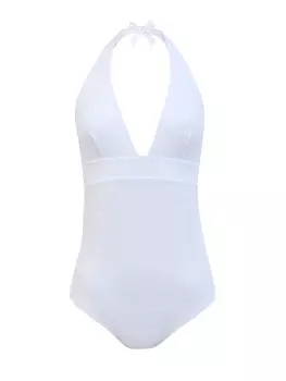 Слитный купальник из фактурной эластичной микрофибры с патчем