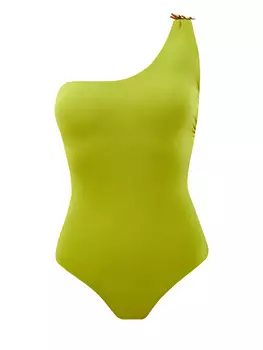 Слитный купальник с фигурным вырезом и литой деталью