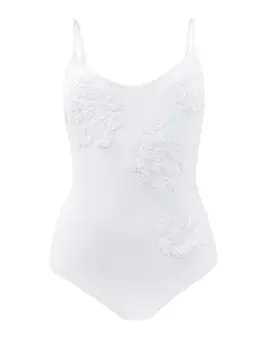 Слитный купальник с вышитым узором из пайеток в тон