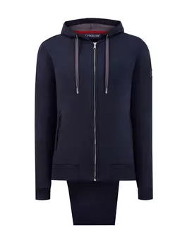 Спортивный костюм из гладкого хлопка с капюшоном на кулиске