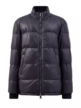 Стеганая куртка из кожи с трикотажной отделкой