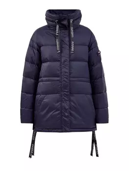 Стеганый пуховик с жаккардовыми деталями и вышитым патчем