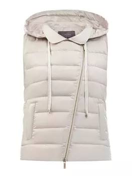 Стеганый жилет из гладкого нейлона с капюшоном на кулиске