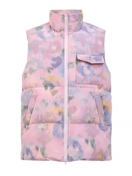 Стеганый жилет-oversize с принтом и пуховым утеплителем