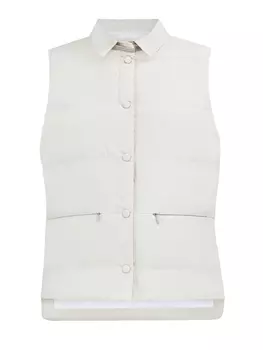 Стеганый жилет с ювелирными цепочками и пуговицами в тон