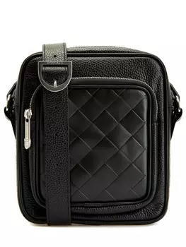 Сумка через плечо из текстурированной кожи с плетеной вставкой