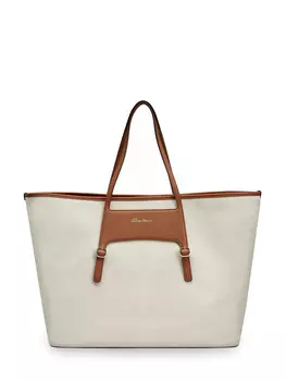 Сумка из хлопкового канваса с кожаной отделкой и пряжками