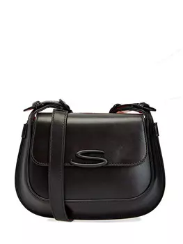 Сумка из полированной кожи с логотипом на клапане