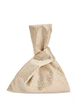 Сумка из шелковистого металлизированного атласа со стразами