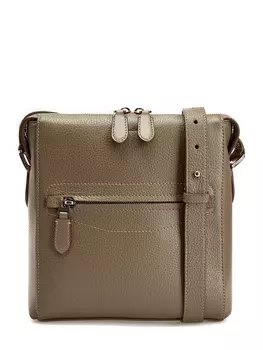 Сумка-мессенджер из крупнозернистой кожи с плечевым ремнем