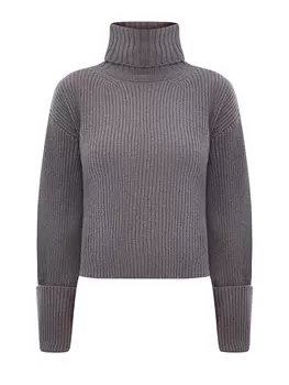 Свитер английской вязки из шерсти и кашемира с высоким воротом